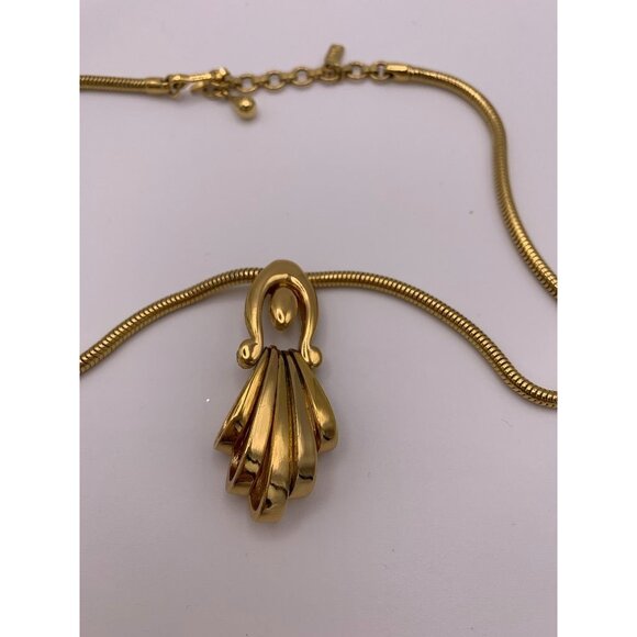 Monet Gold-Tone Vintage Country Club Solid Chic Necklace With Elegant Pendant De - Picture 3 of 11